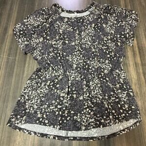 Maurices Floral Print Cinched Waist Top Blouse Short Sleeve 0X